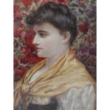 Daniel Richardson (Early 20th century) watercolour head and shoulder portrait study of a young lady