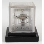 A 1930's French Art Deco glass mantel clock by P M Favre,