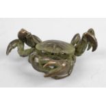 A small oriental cast bronze study of a crab, 2.5 (6.25cm) wide.