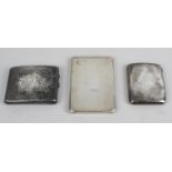 Three silver cigarette cases,