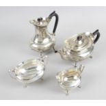 A matched 1930's silver four piece tea service,