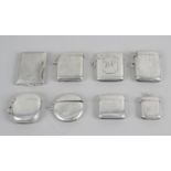 A group of eight assorted silver vesta cases,