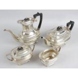 A modern silver four piece tea service,