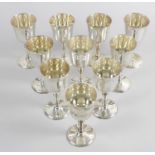 A set of ten modern silver goblets,