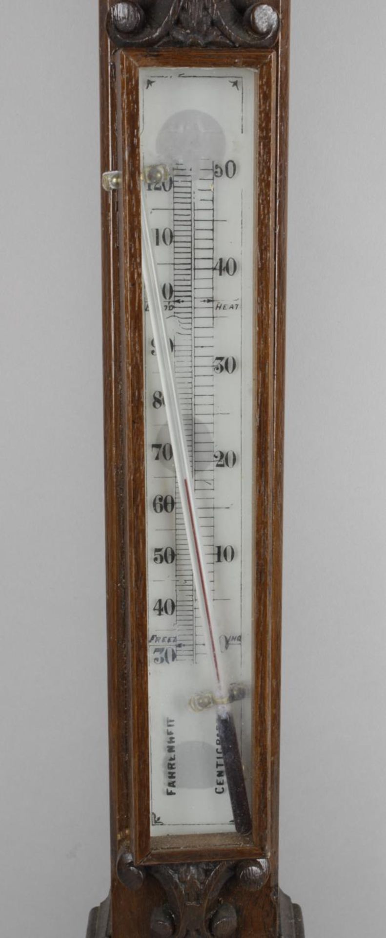 A 19th century carved oak cased stick barometer, - Bild 3 aus 3