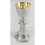 An early silver church chalice,