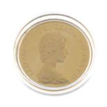 Elizabeth II, proof Sovereign 1980, in Royal Mint case of issue.