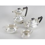 A 1930's silver four piece part tea service,