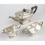 A 1930's silver three piece tea service,