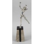 An Art Deco silvered bronze figure,