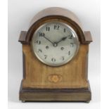 An Edwardian inlaid mahogany cased mantel clock,