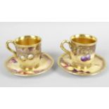 Two Royal Worcester bone china cups and saucers,