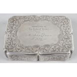 An early Victorian silver snuff box by Nathaniel Mills,