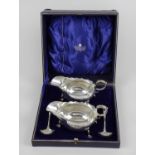 A pair of Edwardian silver sauce boats,