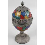 An Indian silver mounted cup and cover or betel box,