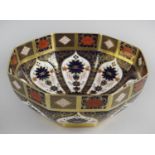 A Royal Crown Derby Old Imari 1128 pattern octagonal shaped bowl, 10.75 (27.5cm) wide.