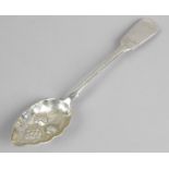 A mid-19th century Russian silver 'berry' spoon,