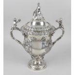 An impressive early Victorian silver twin-handled and lidded champagne cooler or vase,