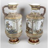 A pair of large Mettlach stoneware ewers,
