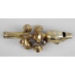 An Georgian silver gilt child's rattle,