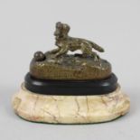 A late 19th century bronze marble mounted desk weight,