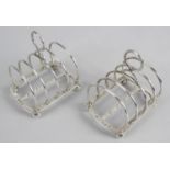 A pair of 1930's small silver toast racks,