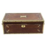 A 19th century mahogany brass bound military style writing slope,