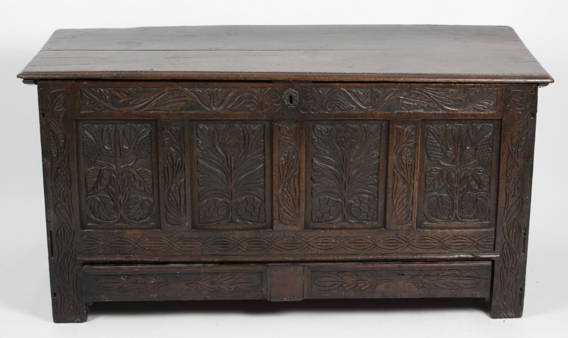 An antique oak coffer,