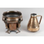An Arts and Crafts copper planter with frilled collar,