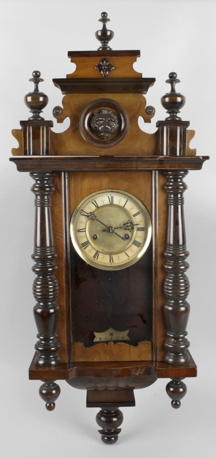 A late 19th century small wall hanging Vienna style wall clock,