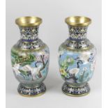 A pair of oriental cloisonné vases,