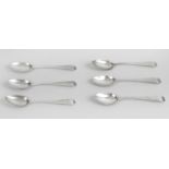 A set of six George III silver teaspoons in Old English pattern,