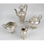 A Victorian silver four piece tea service,