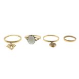 9ct gold opal single-stone ring, hallmarks for 9ct gold, ring size O, 1.8gms.