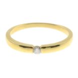 An 18ct gold diamond single stone ring.Estimated total diamond weight under 0.10ct,