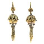 A pair of 9ct gold tassel drop earrings.
