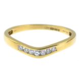 An 18ct gold diamond chevron ring.Total diamond weight 0.10ct, stamped to band.
