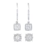 Diamond earrings with diamond drop,