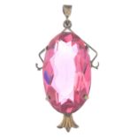 A pink paste pendant.Length 4.3cms.
