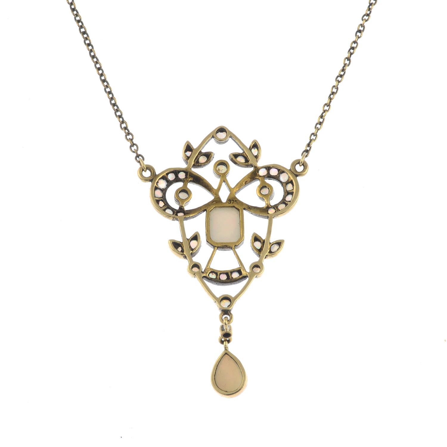 An opal foliate necklace. - Image 2 of 3