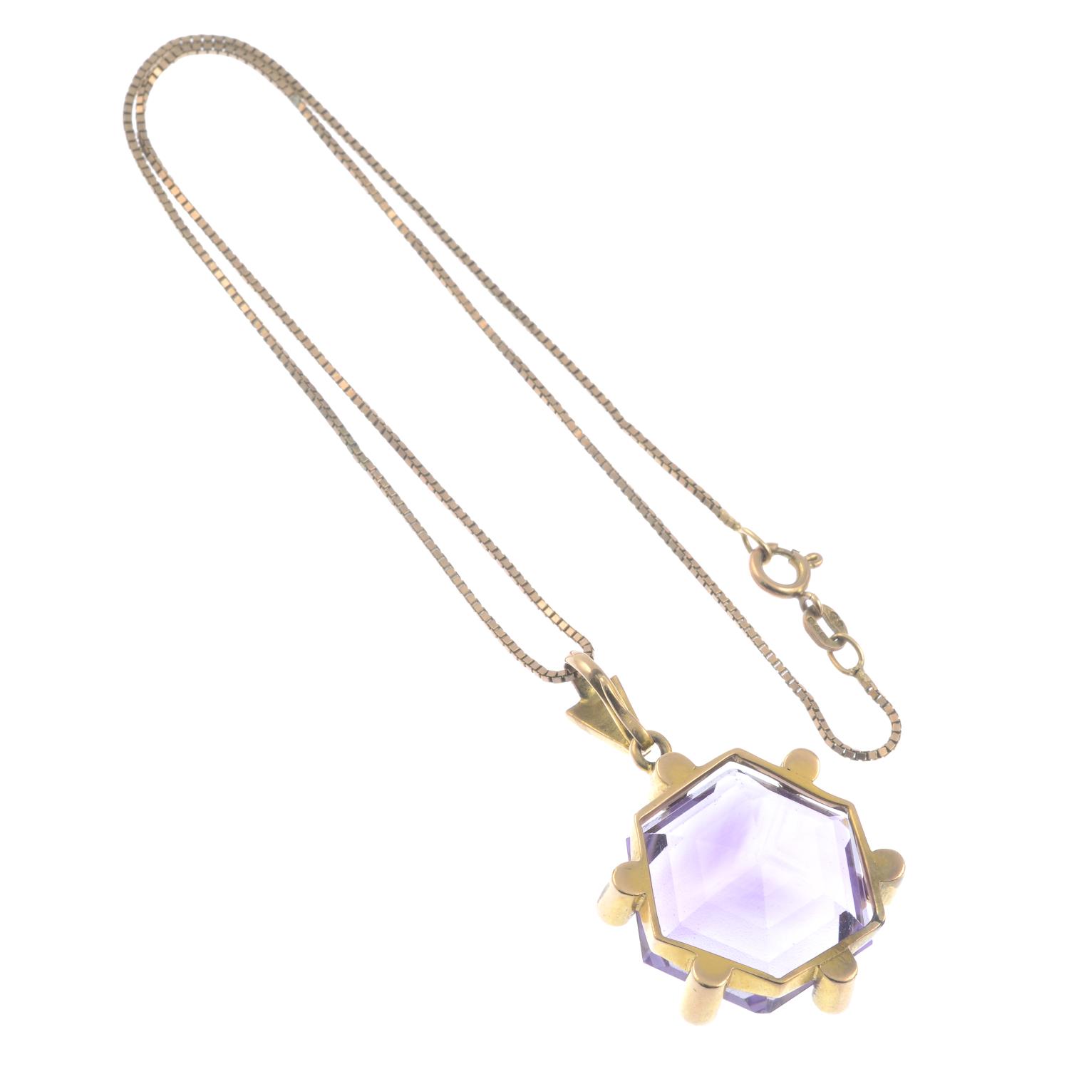 An amethyst and split pearl pendant, - Image 2 of 2