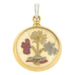 Early 20th century enamel pendant, French assay marks, length 3.2cms, total weight 4gms.