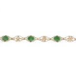 9ct gold jade bracelet.
