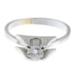 An 18ct gold brilliant-cut diamond single-stone ring.Estimated diamond weight 0.25ct.