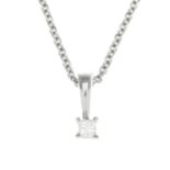 An 18ct gold diamond single stone pendant,