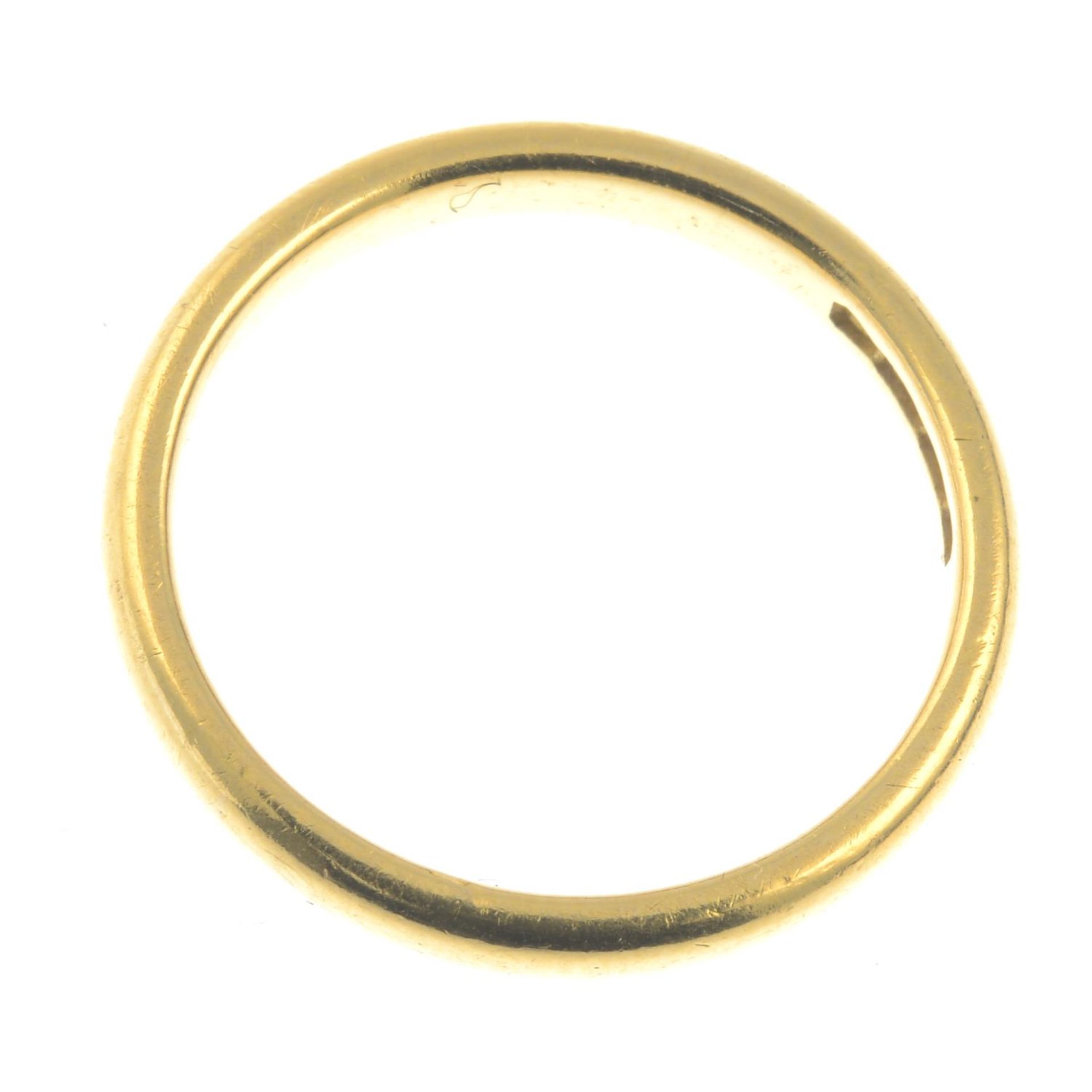 A mid 20th century 22ct gold band ring.Hallmarks for London, 1954.Ring size M. - Image 2 of 2