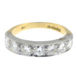 An 18ct gold brilliant-cut diamond half eternity ring.Estimated total diamond weight 1ct,