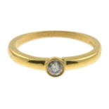 An 18ct gold diamond single-stone ring.Estimated diamond weight 0.15ct,