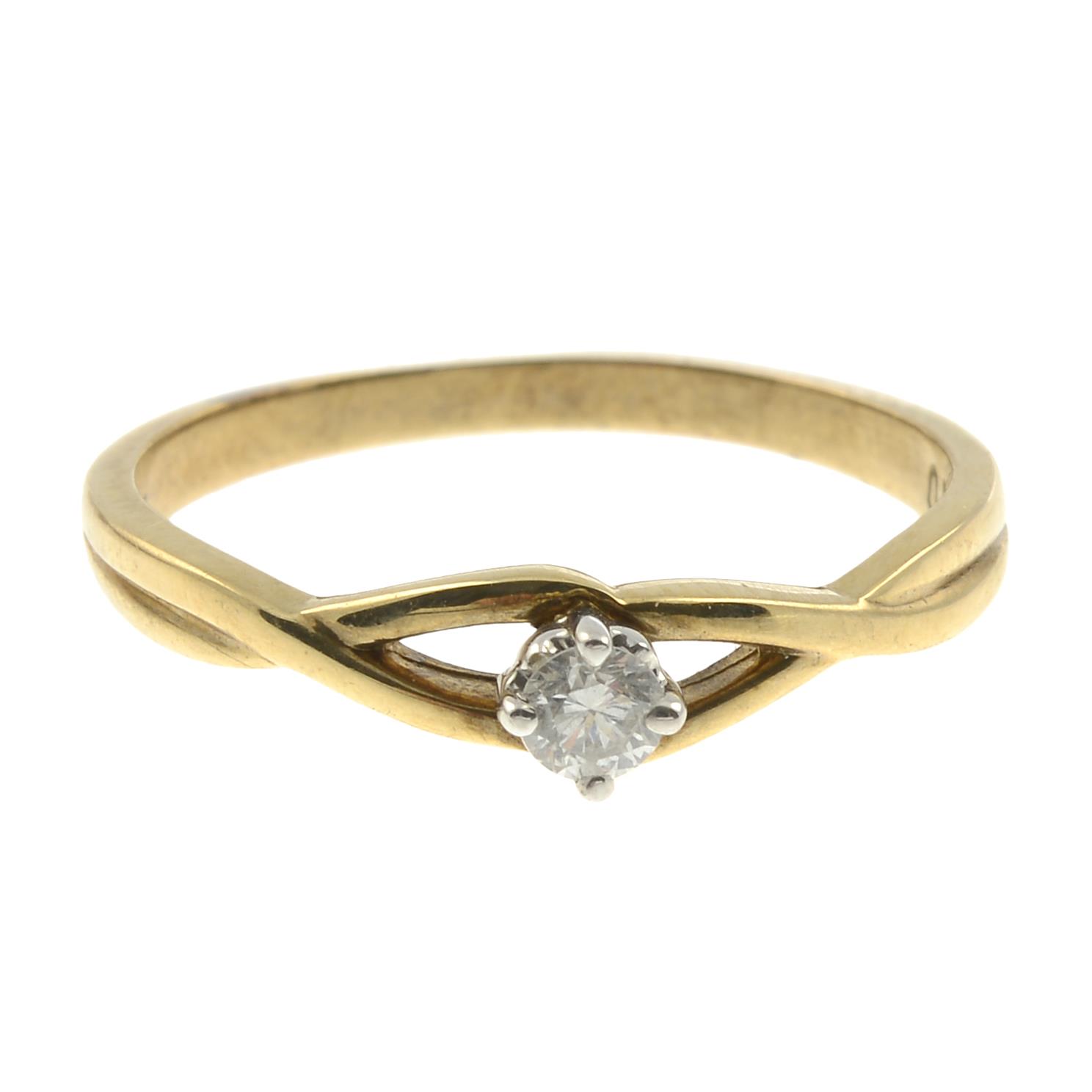 A 9ct gold diamond single-stone ring.Diamond weight 0.10ct,