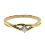 A 9ct gold diamond single-stone ring.Diamond weight 0.10ct,